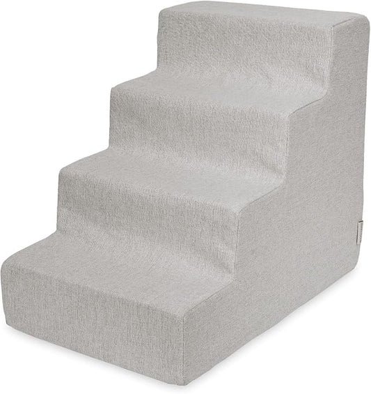 Best Pet Supplies Dog Stairs & Steps - CertiPur-US Made in USA Foam Steps for Small Dogs & Cats, Non-Slip Indoor Balanced Pet Step Support, Dog Ramp, No Assembly, Sand, 4-Step (18-inch Height)