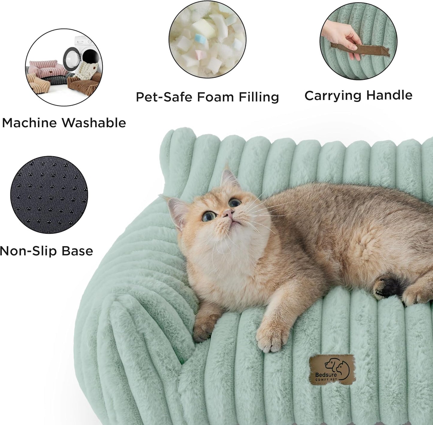 Bedsure Cute Dog Couch for Pets - Fluffy Dog Sofa with Premium Soft Corduroy Fleece, Pet Couch Bed with Washable Cover, Supportive Pet Sofa Bed for Medium Large Dogs, 36inch, Garden Green