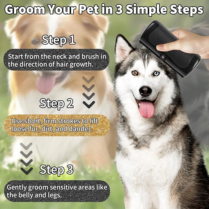 Deshedding Dog Brush - Pet Grooming Tool for Dogs & Cats, Removes Loose Hair on Short & Long Coats, Easy to Clean