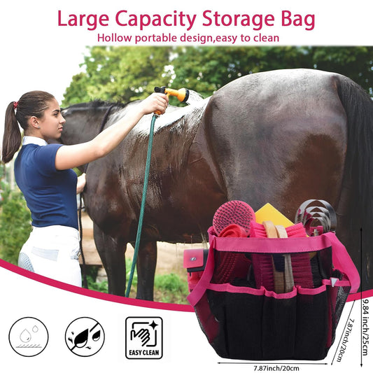 Horse Grooming Kit 13 Piece, Horse Brushes for Grooming Supplies with Tote Bag, Horses Tack Brush Set for Effective Grooming and Cleaning, Gift for Horse Riders Beginners (Pink)