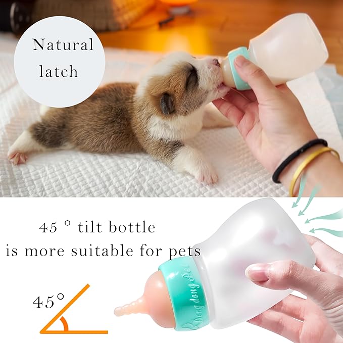 Pet Feeder Bottle, Silicone Feeding Nipple and Syringes for All Breed of Puppies and Other Animals Dongdong pet