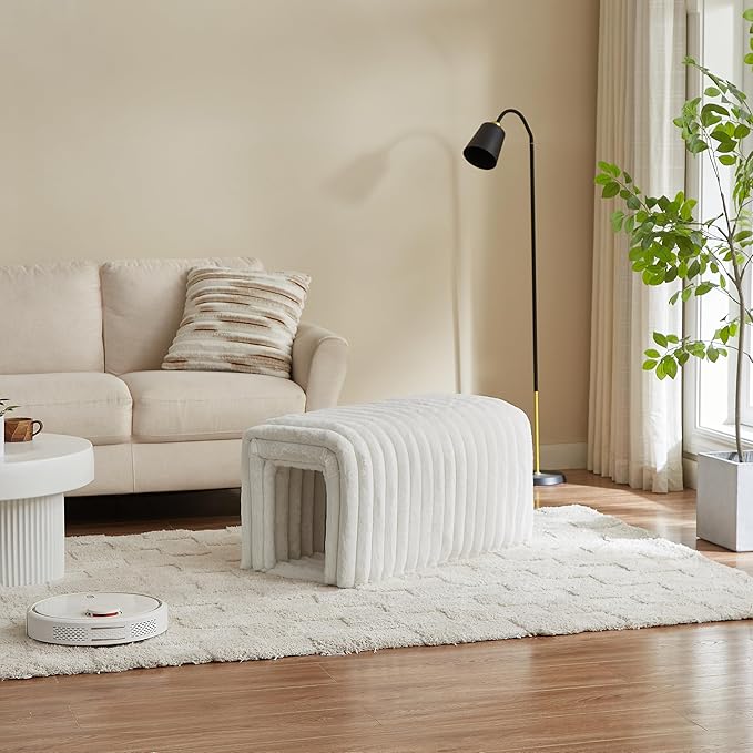 Storage Bench Pet Supplies Corduroy Bench Cat's nest to Hide for The Living Room, Entryway and Bedroom (Beige)