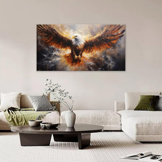 Bald Eagle Animal Large Canvas Flying Bird Wildlife Oversize Wall Art Living Room Big Wings Kitchen Pictures Framed Prints Aesthetics Wall Decor Painting Artwork for Bedroom Dining Office Home 60"x30"