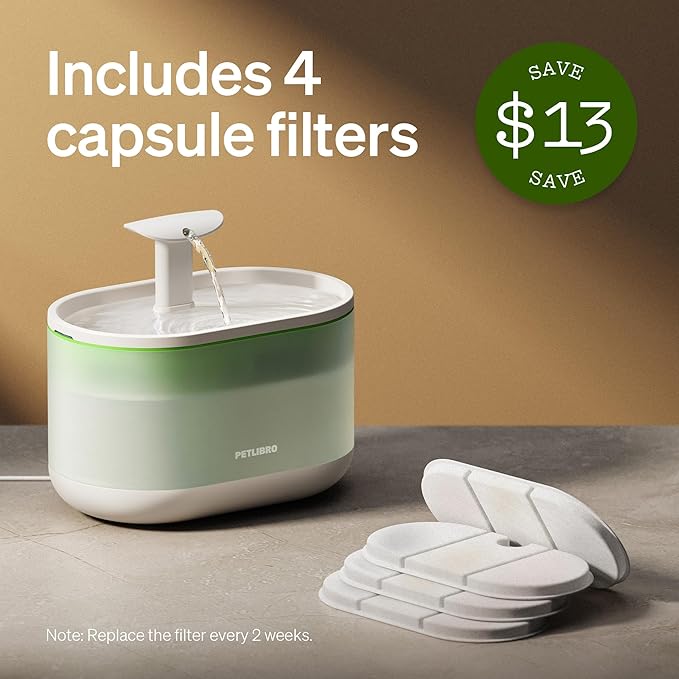 PETLIBRO Cat Water Fountain, 71fl oz/2.1L Ultra Quiet Pet Water Fountain for Cats Inside, BPA-Free, Two Flow Modes,Visible Water Level Dog Water Dispenser, Upgraded Cat Water Bowl with 4 Large Filters