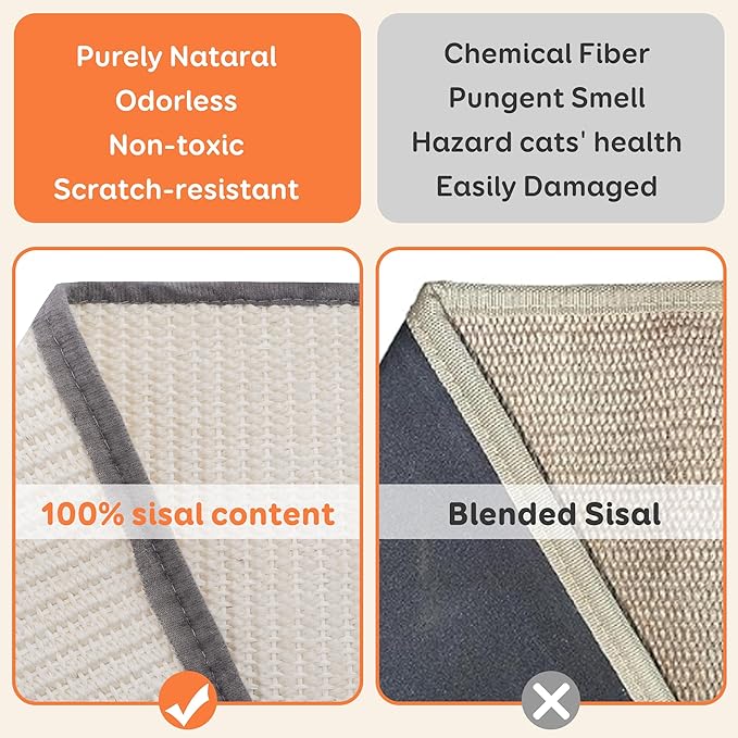 Extra-Larger Sisal Cat Scratcher Bed, Durable Cat Scratch Pad with Hammock for Indoor Cats Lounger & Sleep & Scratch, Natural Sisal Cat Scratching Post, Sturdy Solid Wood Frame (Upgraded Extra-Larger)