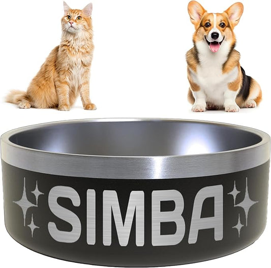 Icon and Name Dog Bowl - Engraved, Nonslip Pet Bowl, Custom, Custom Cat Bowl, Stainless Steel, Engraved Pet Bowl, Dog Feeding, Pet Supplies, Pet Food Bowl