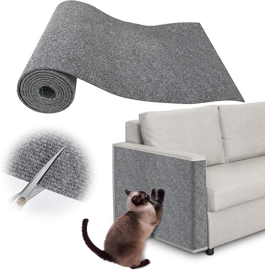 Cat Scratch Furniture Protector - 40" x 15.8" Trimmable Self-Adhesive Cats Claws Scratch Pads, DIY Cat Climbing Couch Protector for Scratch Post Cat Tree Replacement Indoor (Light Gray)