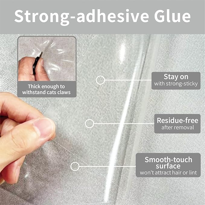 Anti Cat Scratch Furniture Protector, 12" × 197" Couch Protector from Cat Claws, Door Protector from Dog Scratching, Transparent Self-Adhesive for Furniture, Doors, Walls, Great for Sofas and Chairs