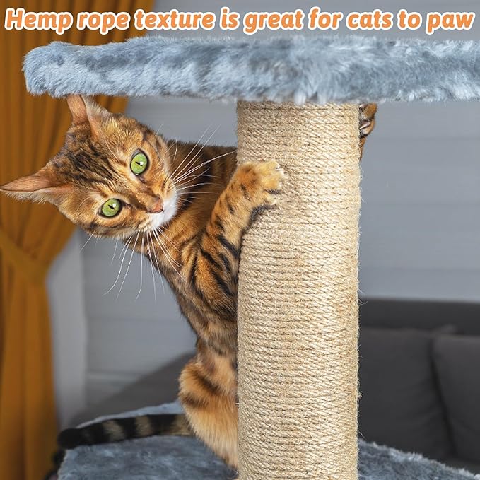 2 Pack Cat Natural Sisal Rope for Scratching Post Tree Replacement, Hemp Rope for Repairing, Replacement Cat Tree and Tower DIY Scratcher (6 mm 66 Ft)