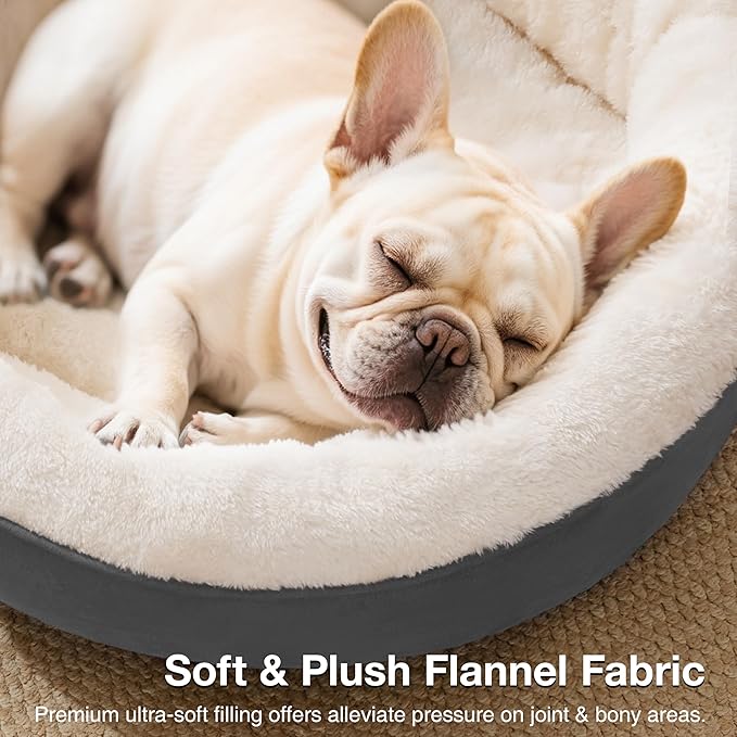 Love's cabin Round Donut Cat and Dog Cushion Bed, 30in Pet Bed for Medium or Large Dogs, Anti-Slip & Water-Resistant Bottom, Soft Durable Fabric Pet beds, Washable Calming Cat Bed Dark Grey