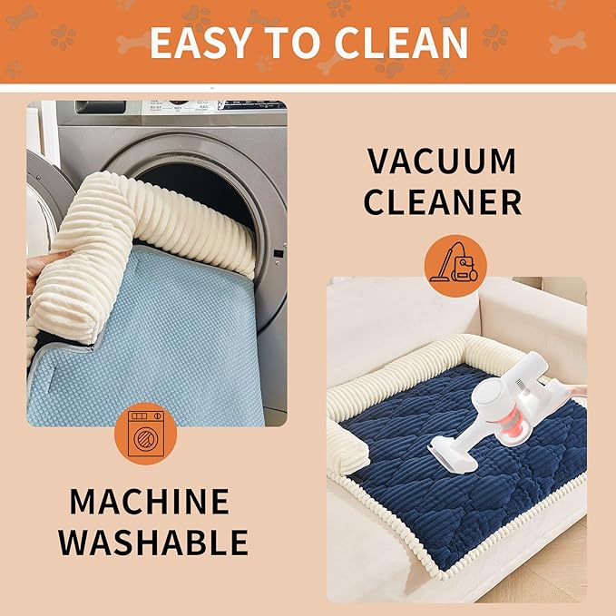 HAOMAIJIA Dog Couch Bed for Medium Dogs, Non Slip Pet Couch Covers for Sofa Thick Soft Washable Dog Couch Cover Protector All Seasons Universal Dogs and Cats Bed Mat (Navy Blue, Medium)