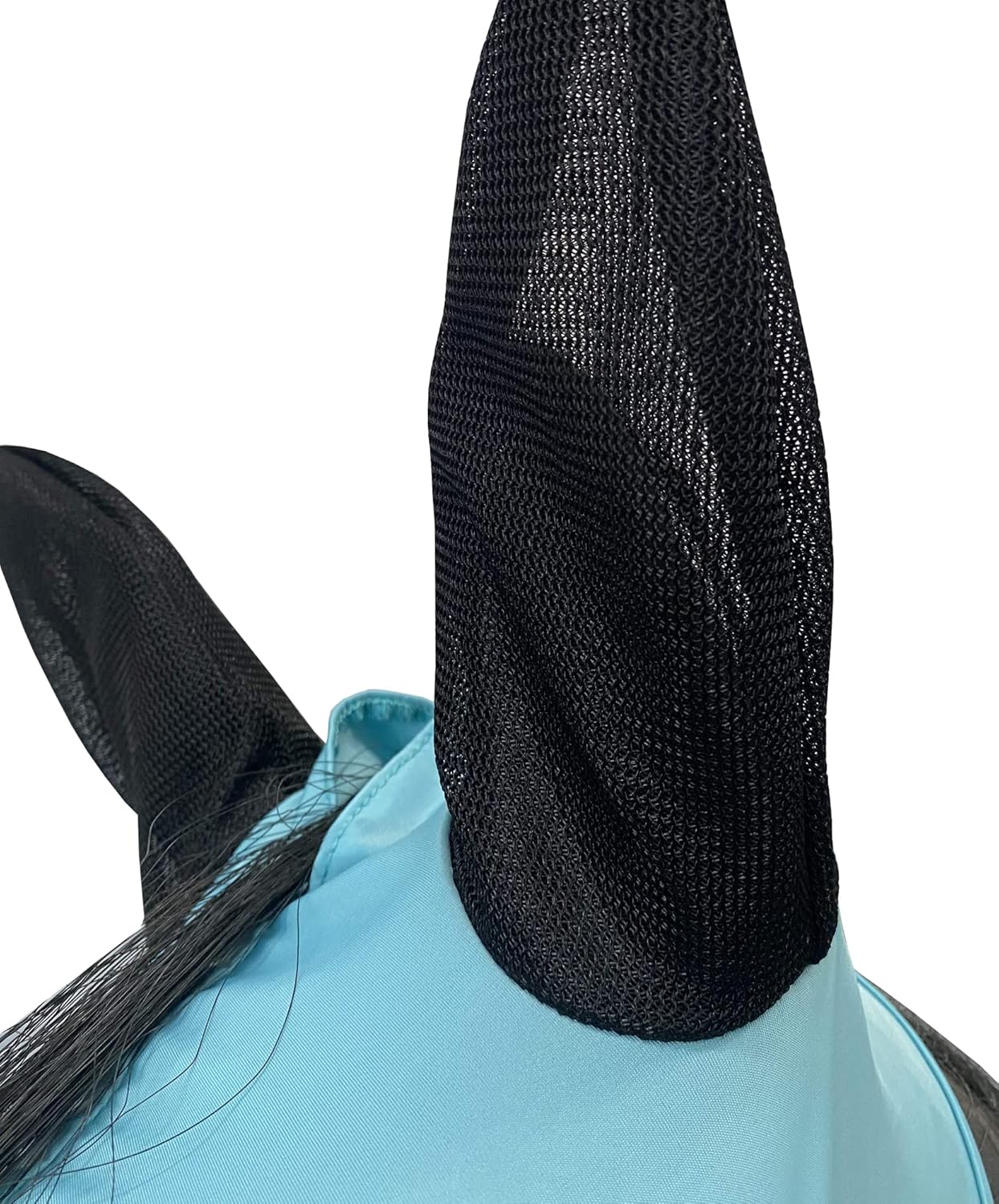 Horse Mesh Fly Mask with Ears, Soft Lycra Mesh Mask Anti-UV with Ears Pacific Blue, Full