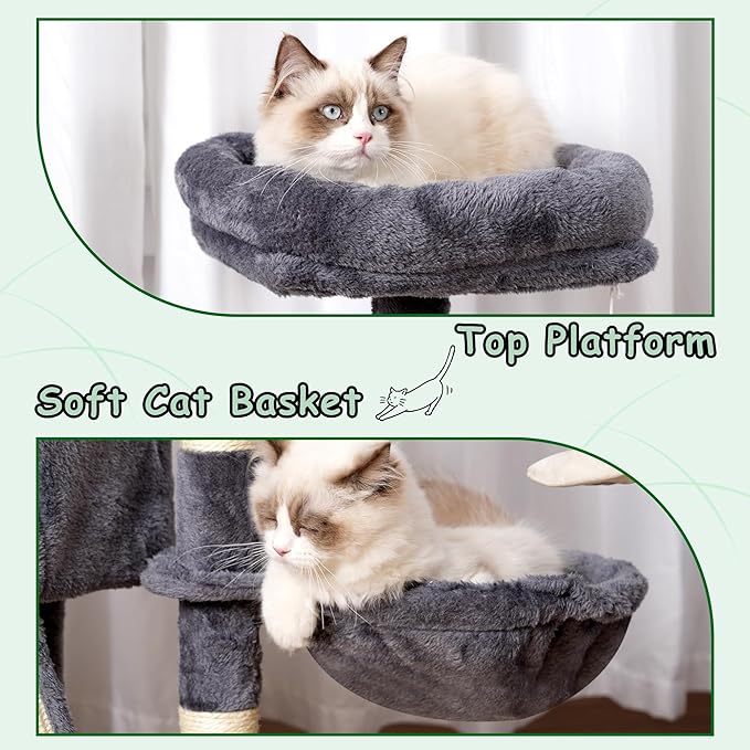 Cat Tree, 41.3" Cat Tower for Indoor Kittens with Scratching Board and Posts, Multi-Level Cozy Cat Condo with 2 Perches, Hammock, Balls, Smoky Gray GCT005SG