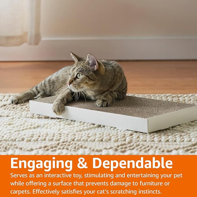 Amazon Basics Corrugated Cardboard Cat Scratchers, 4 Pack, White