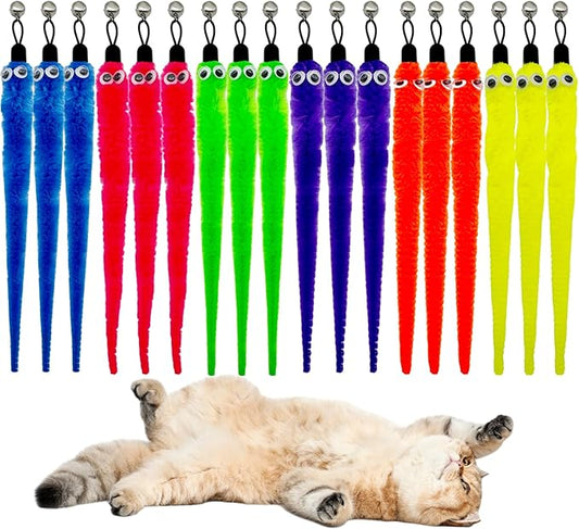 18 Pieces Cat Worm Toy Refills, Cat Toys Wand Replacement Attachments Assorted Worm Toy for Indoor Cats