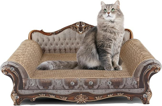 Sofa Shaped Scratching Couch,Thick Scratching Cardboard, Lounge Bed for Indoor Rest&Play, Sofa Scratcher Pad (23 "L X 12.2" W X 10.6 "H)