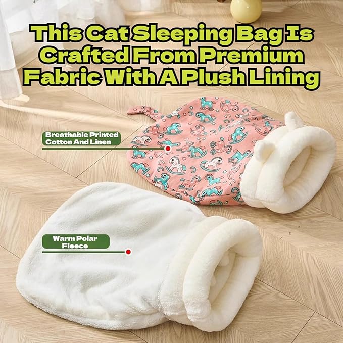 Cozy Sleeping Bag, Cozy Nest for Cats and Dogs, Soft Cat Dog Sleeping Bag, Cat Sleeping Bag for Indoor, Warm Nest for Indoor Cats&Small Dogs, Semi-Enclosed Design (Yellow Bear(with Ear), Large)