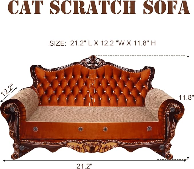 Sofa Shaped Scratching Couch,Thick Scratching Cardboard, Lounge Bed for Indoor Rest&Play, Sofa Scratcher Pad (21.2" L X 12.2 "W X 11.8" H)