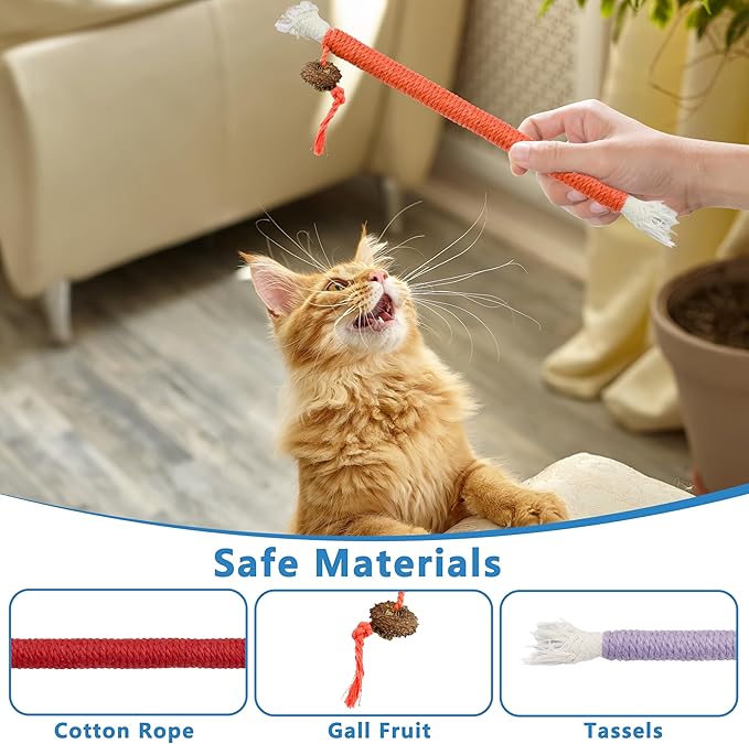 3pcs Safe Cat Rope Toy,Teeth Clean Toy for Cat, Cat Chew Toys for Indoor Cat,Kitten Interactive Toys