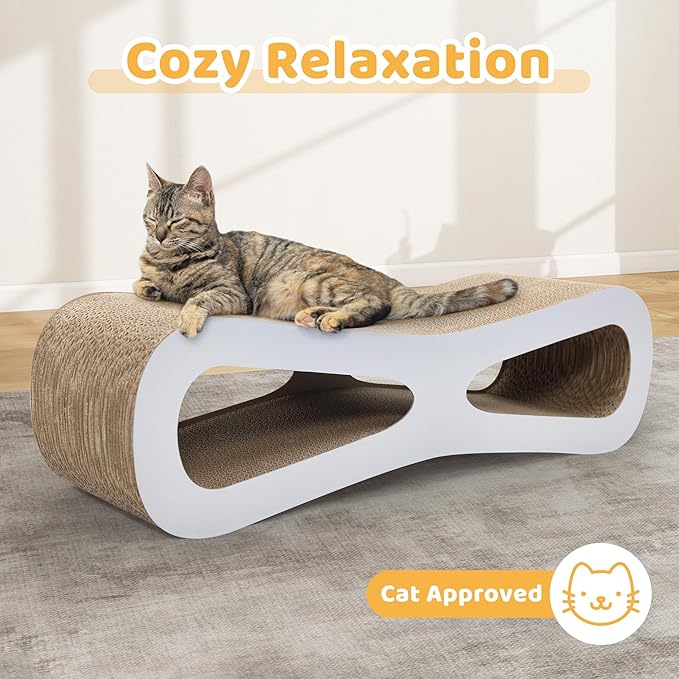 COZIWOW Cat Scratcher Lounge, Cat Scratching Board, Cardboard Lounge Bed, Durable Cat Scratching Pad Furniture Protector for Indoor Cats Kittens, Grey