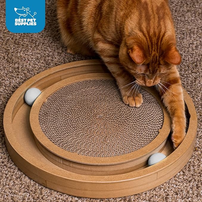 Best Pet Supplies Cat Scratcher Replacement Pads - Cardboard Cat Scratcher Pad, Relieves Stress, Supports Pet Behaviors, Scratch & Spin