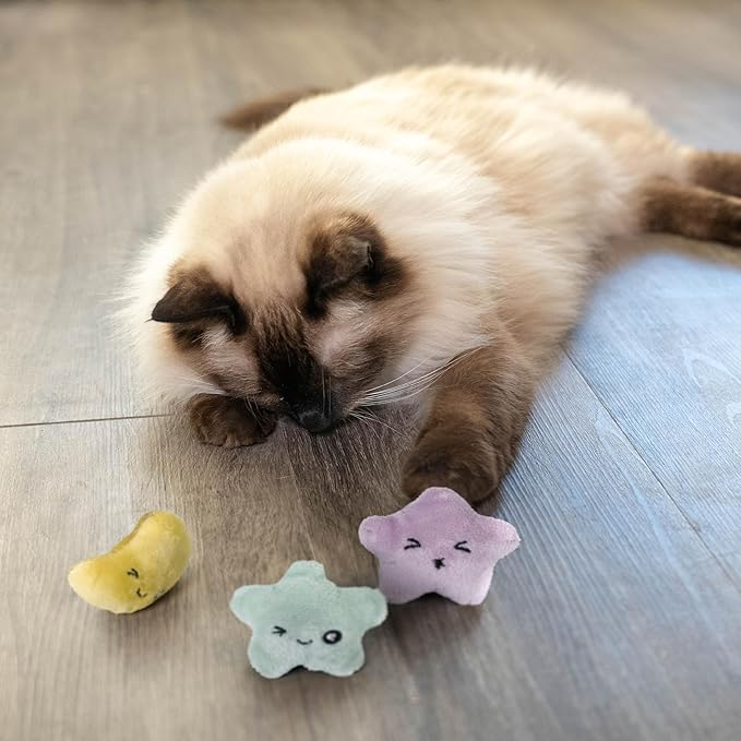 Catstages Toss 'N Twinkle Light-Up Cat Toys with Catnip & Crinkle, Multicolored, 3-Pack