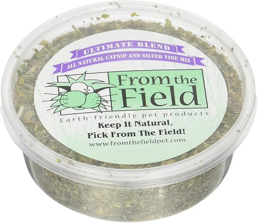 from The Field | Ultimate Blend Catnip & Silver Vine | Premium USA-Grown Catnip for Toys & Playtime | Fresh, Potent, Non-Toxic, Eco-Friendly | Safe for Kittens & Cats | Resealable 1 Oz Tub
