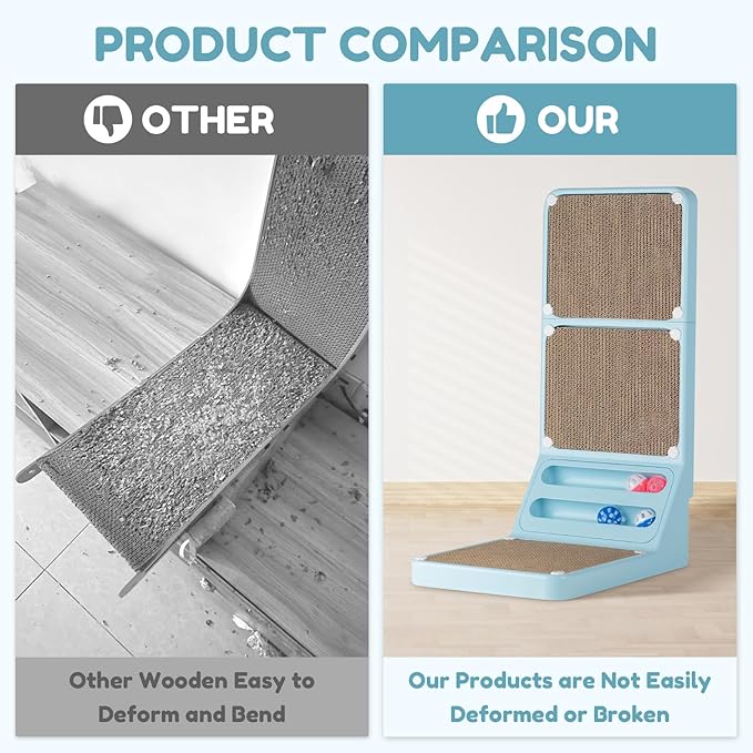 Cat Scratching Board Kitten Scratching Ball Wall Scratchers for Indoor Cats L Shaped Cat Scratcher Cats with Scratcher Pads Blue