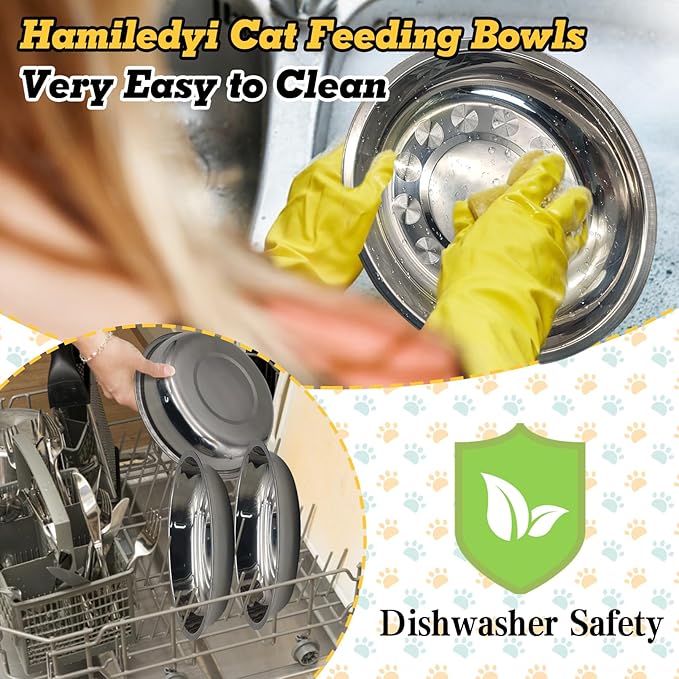 Hamiledyi 12 Pcs Stainless Steel Cat Bowls Shallow Metal Pet Dishes Large Cat Feeding Plate Replacement Whisker Fatigue Kitten Food Bowl for Dogs Cats and Other Small Animals (8.67 Inch Diameter)