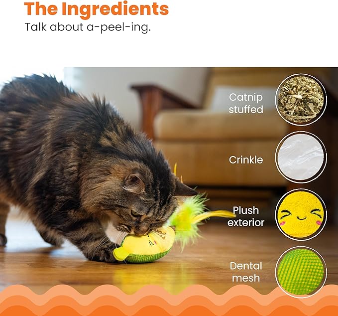 Catstages Peelin' Good Banana Kicker Dental Catnip Toy, Yellow