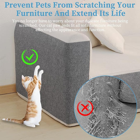 Cat Scratching Mat - Trimmable Self Adhesive DIY Climbing Cat Scratcher Pad for Cat Tree Shelves and Post Cat Scratch Furniture Protector