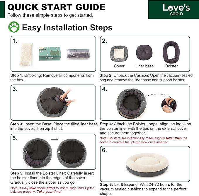 Love's cabin Round Donut Cat and Dog Cushion Bed, 30in Pet Bed for Medium or Large Dogs, Anti-Slip & Water-Resistant Bottom, Soft Durable Fabric Pet beds, Washable Calming Cat Bed Dark Grey