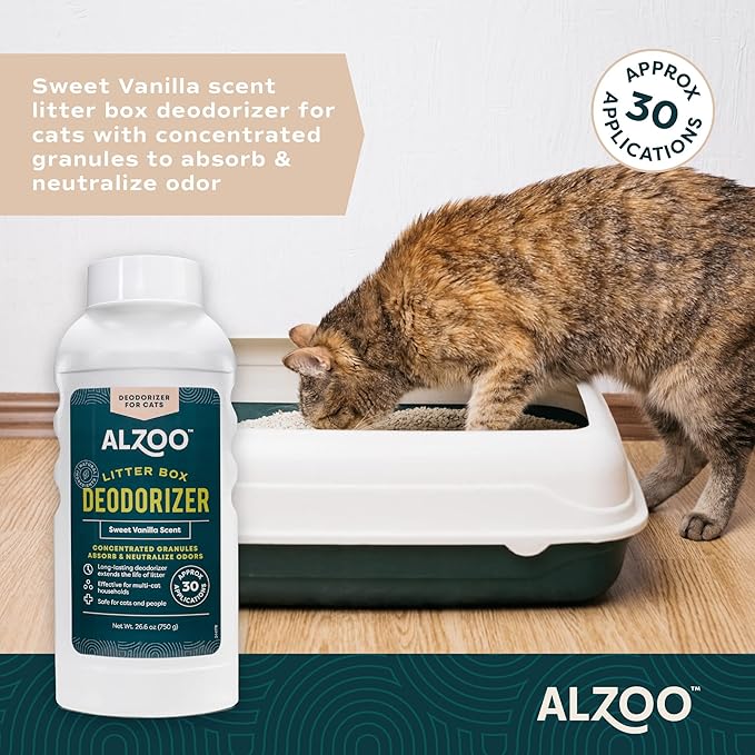 Cat Litter Deodorizer, Concentrated Granules Absorb & Help Neutralize Odors, 100% Plant-Based Active Ingredients, Up to 30 Uses, Sweet Vanilla Scent, 26.6 Oz., Pack of 2