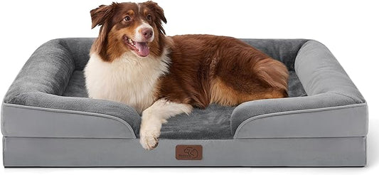 Bedsure Orthopedic Dog Beds Large Sized Dog - Washable Large Dog Cat Bed Waterproof, Comfort Dogs Couch Sofa with Washable Removable Cover, Pet Bed with Nonskid Bottom, Grey, 35"