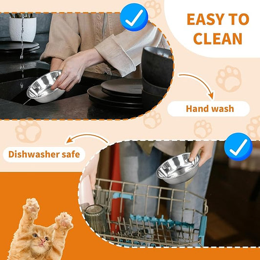 8pcs Stainless Steel Cat Bowls for Indoor Cats, 5.6" Metal Puppy Bowls Small Dog Water Bowl, 13 OZ Kitten Food Bowl Shallow Pet Bowls, Easy to Clean Cat Dishes for Food and Water