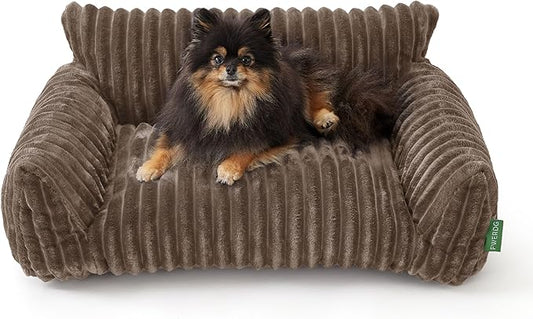 Cute Couch Bed for Pets, Supportive Cat Sofa for Indoor Cats, Medium Dog Sofa Bed for Medium Dogs, Brown, 30 inches