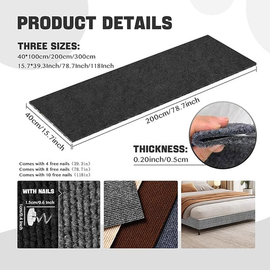 Couch Wall Corner Protector for Indoor Cats, Anti Scratch Furniture Protector from Cats Scratching, Trimmable Climbing Cat Scratcher Pad Mat for Cat Board/Door/Carpet(Black, 78.7x15.8In)