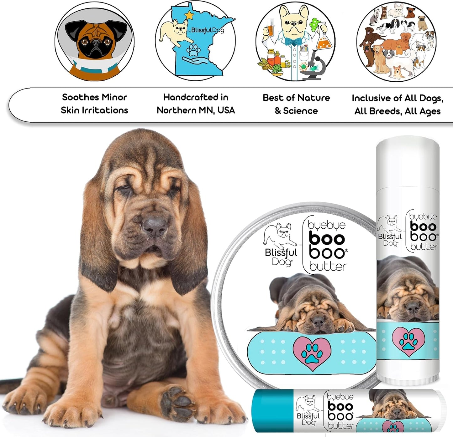 The Blissful Dog 1 oz TIN Bloodhound Booboo Butter