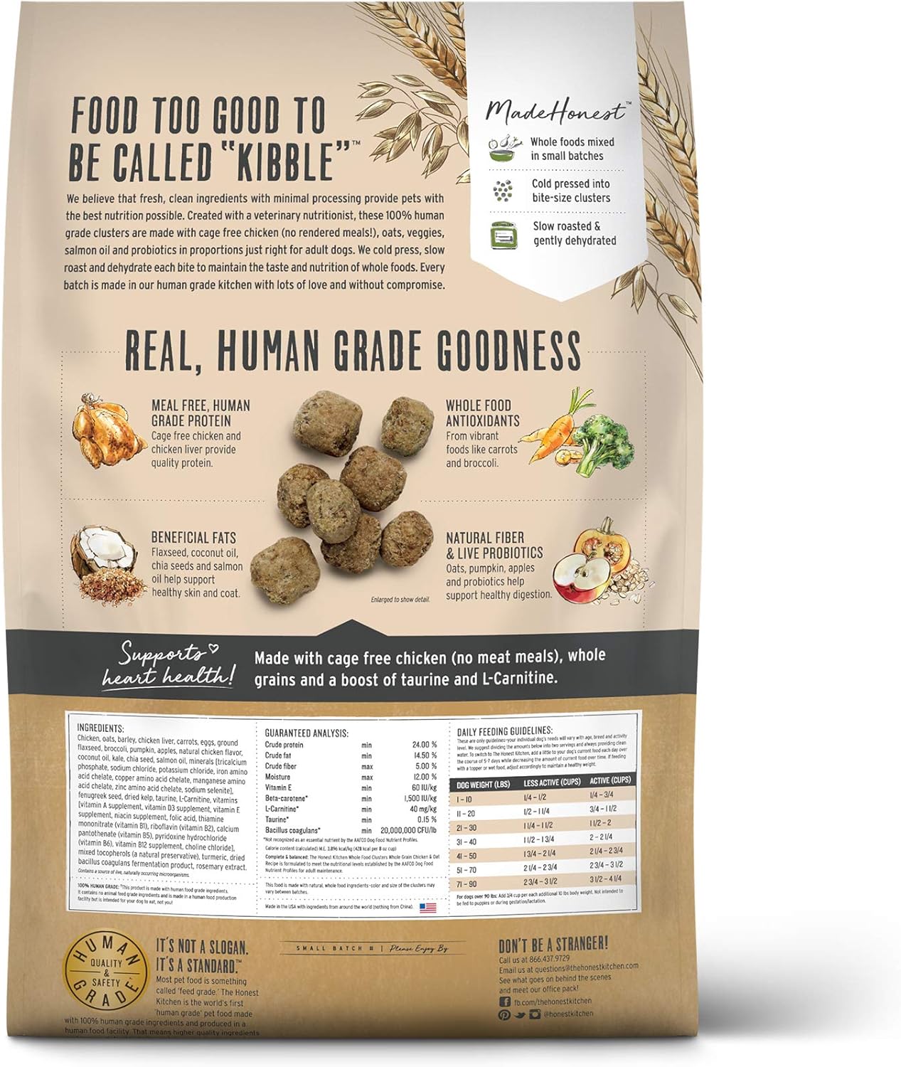 The Honest Kitchen Whole Food Clusters Whole Grain Chicken & Oat Dry Dog Food, 20 lb Bag