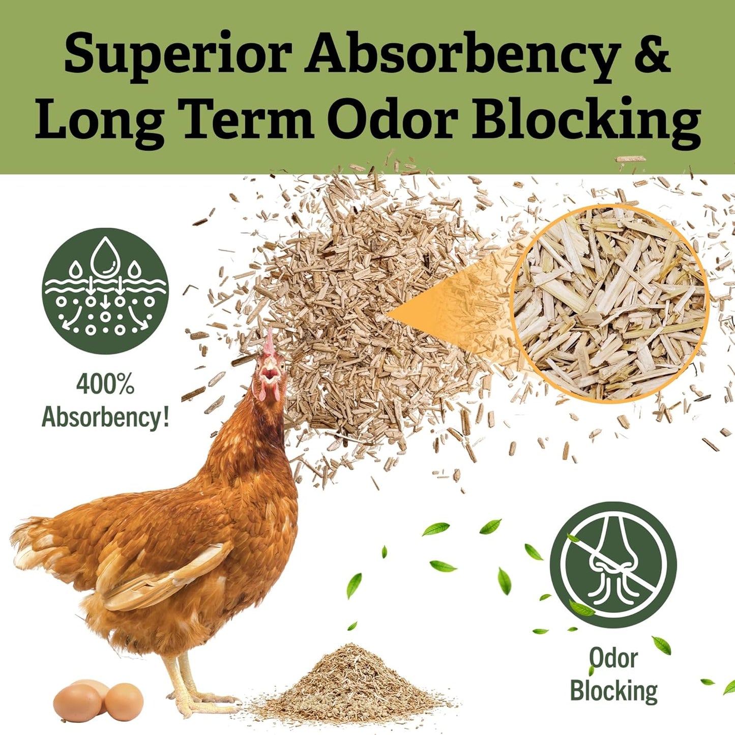Cranky Frank Chicken Hemp Bedding - 75 Usable Liters, 20 LB - All Natural, Dust-Free, Odor-Controlled Coop Bedding for Chickens and Pets - Super Absorbent, Low Waste & Eco-Friendly