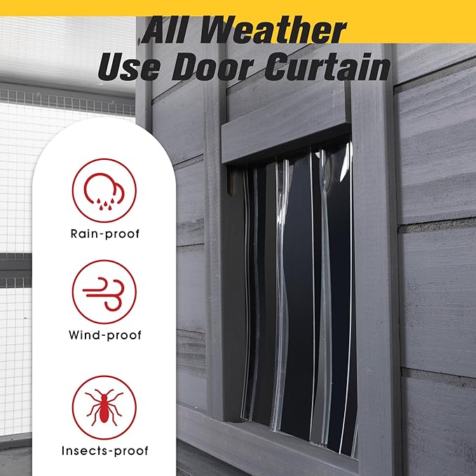 COZIWOW Upgraded Extra Large Outdoor Catio Enclosure with 4-Way Pet Door, Insulated Cat House, Weatherproof PVC Cover, Window Attachable, Gray