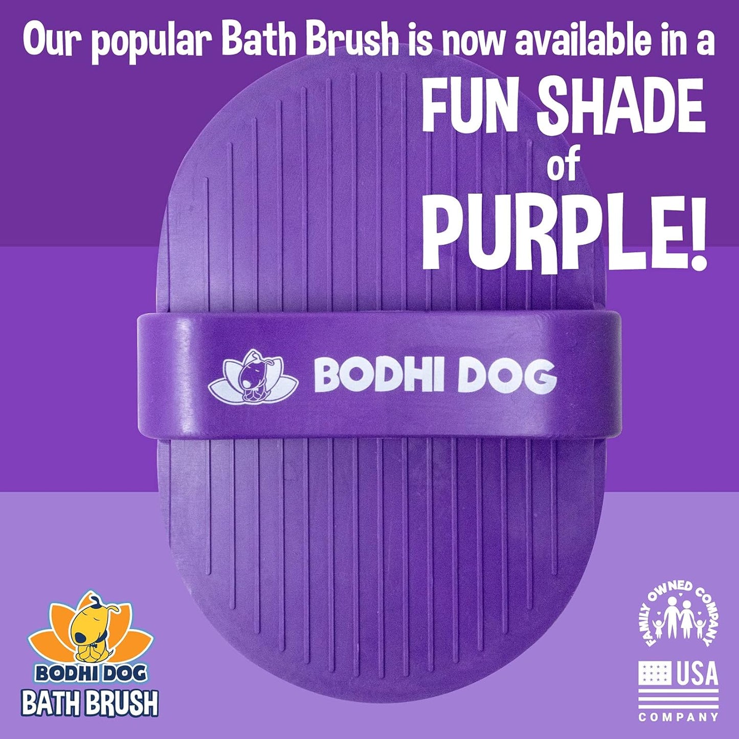 Bodhi Dog Shampoo Brush - Pet Grooming & Bath Supplies for Dogs and Cats - Bath Brush for Long & Short Hair - Premium Scrubber for Shower, Bathing & Massage (Two Pack, Purple)