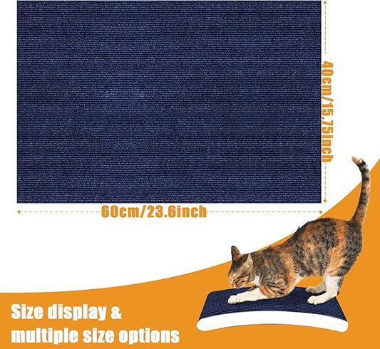 Cat Scratching mat Self-Adhesive, Trimmable Furniture Protector for Couch, Sofa, Wall & Cat Trees - Durable Scratch Pad with Nano Tape, DIY Climbing Carpet for Indoor Cats (Dark Blue, 23.6"x15.8")