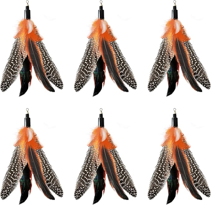 Handmade Natural Feather Cat Toy Dah Bird Refills - Interactive Cat and Kitten Toy - 6 Pack