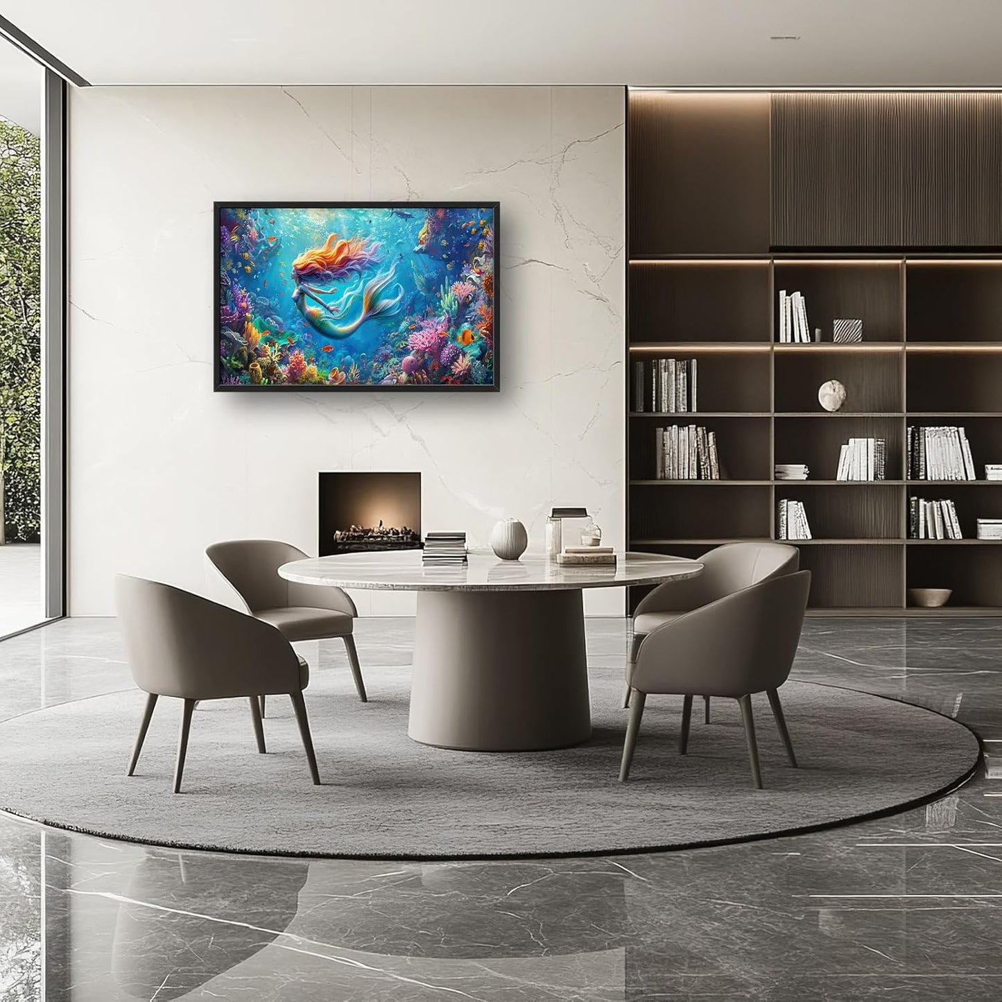 Quorin Mermaid Large Wall Art Sea Ocean Mermaid Pictures Colorful Undersea Wall Decor Canvas Print Painting Artwork for Bathroom Living Room Bedroom 36L x 24W