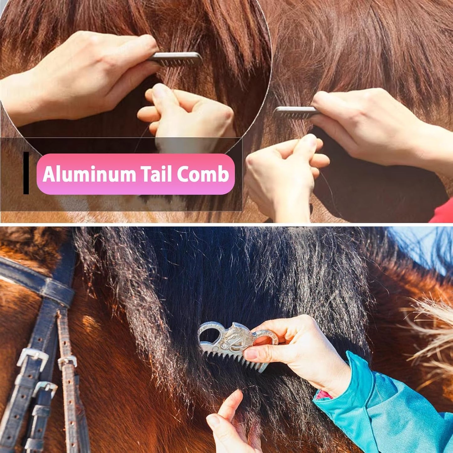 Horse Grooming Kit 13 Piece, Horse Brushes for Grooming Supplies with Tote Bag, Horses Tack Brush Set for Effective Grooming and Cleaning, Gift for Horse Riders Beginners (Pink)