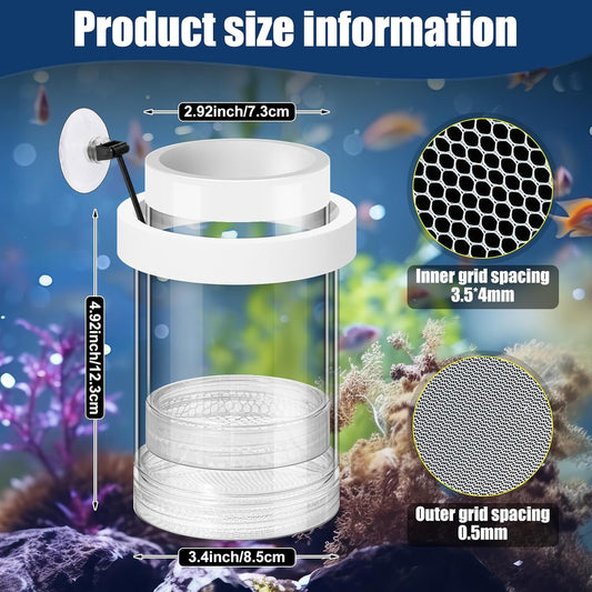 2 Pcs Breeder Box for Fish Tank Aquarium Breeder Separation Net Breeding Box with Suction Cup for Small Fish Shrimp Clownfish Guppy(White,M)