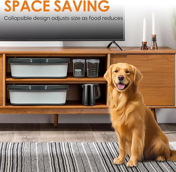 35lbs Dog Food Storage Container, Collapsible Dog Food Container, Wheels, Handle, Airtight Pet Food Storage Container, Scoop, 2L Small Dry Food Pail For Dog Cat Bird Food