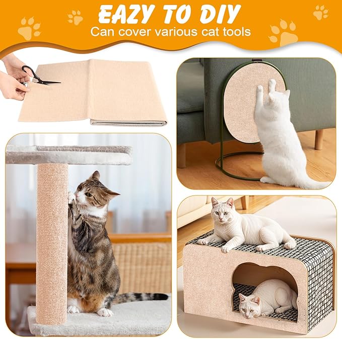 78.7x15.8 in Cat Scratch Furniture Protector, Self-Adhesive Couch Protectors from Cat Caws for Couch, Wall Trimmable (Beige)