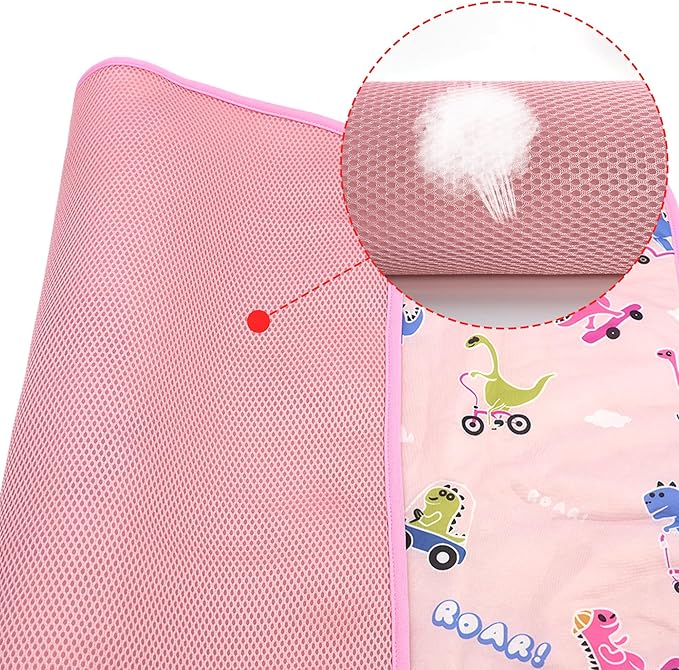 NACOCO Summer Pet Cooling Mat - Cat Dog Cushion Pad Sleeping Cool Dinosaurs Comfortable Soft for Pets Kids and Adults(Pink Dinosaur, M)